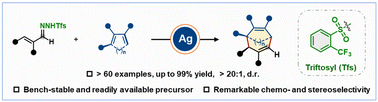 Graphical abstract: Silver-catalyzed [4 + 3] cycloaddition of 1,3-dienes with alkenyl-N-triftosylhydrazones: a practical approach to 1,4-cycloheptadienes