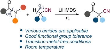 Graphical abstract: Transition-metal-catalyst-free reaction of amides and acetonitriles: synthesis of β-ketonitriles