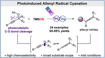 Graphical abstract: Photoinduced C–O bond cleavage for copper-catalyzed allenyl radical cyanation