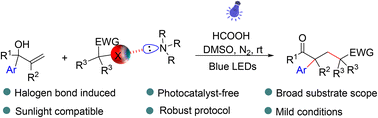 Graphical abstract: Halogen bond promoted aryl migration of allylic alcohols under visible light irradiation