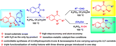 Graphical abstract: Controllable construction of pharmaceutically significant scaffolds of 2,3-dihydroquinolin-4-one and benzoazepine-5-one via redox-neutral cascade hydride transfer/cyclization