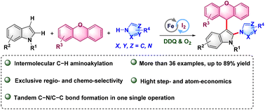 Graphical abstract: Iron–iodine co-catalysis towards tandem C–N/C–C bond formation: one-pot regioselective synthesis of 2-amino-3-alkylindoles