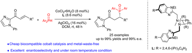 Graphical abstract: Cobalt-catalyzed asymmetric phospha-Michael reaction of diarylphosphine oxides for the synthesis of chiral organophosphorus compounds