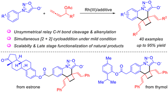 Graphical abstract: Unsymmetrical relay C–H alkenylation and [2 + 2] cycloaddition of N-arylsydnones with allenyl acetates leading to quinoline-fused cyclobutanes