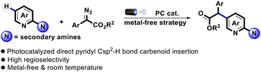 Graphical abstract: Photocatalyzed alkoxycarbonylmethylation of pyridines with α-diazoacetates