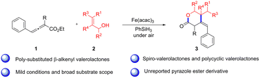 Graphical abstract: An Fe(iii)-catalyzed reduction radical tandem strategy to access poly-substituted β-alkenyl valerolactones