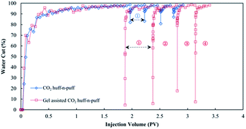 Graphical abstract: Using starch graft copolymer gel to assist the CO2 huff-n-puff process for enhanced oil recovery in a water channeling reservoir