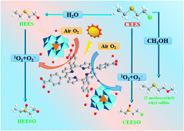 Graphical abstract: Enhancing the quantum yield of singlet oxygen: photocatalytic degradation of mustard gas simulant 2-chloroethyl ethyl sulfide catalyzed by a hybrid of polyhydroxyl aluminum cations and porphyrin anions