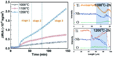 Graphical abstract: Evolution of the oxidation behaviors of highly oxidation-resistant (Ti0.8Nb0.2)C in 1000–1200 °C steam