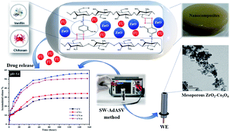 Graphical abstract: Vanillin-crosslinked chitosan/ZnO nanocomposites as a drug delivery system for 5-fluorouracil: study on the release behavior via mesoporous ZrO2–Co3O4 nanoparticles modified sensor and antitumor activity