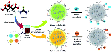 Graphical abstract: Synthesis of multicolor-emitting nitrogen–sulfur co-doped carbon dots and their photochemical studies for sensing applications