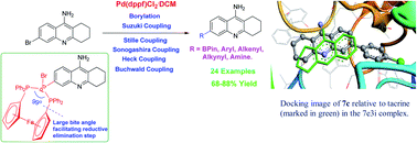 Graphical abstract: Towards novel tacrine analogues: Pd(dppf)Cl2·CH2Cl2 catalyzed improved synthesis, in silico docking and hepatotoxicity studies