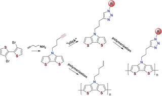 Graphical abstract: Synthesis, electropolymerization and functionalization via click chemistry of N-alkynylated dithieno[3,2-b:2′,3′-d]pyrrole