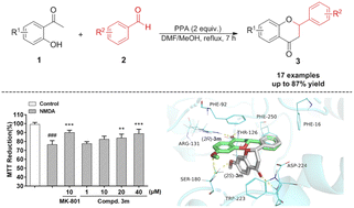 Graphical abstract: Polyphosphoric acid-promoted one-pot synthesis and neuroprotective effects of flavanones against NMDA-induced injury in PC12 cells