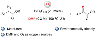 Graphical abstract: B(C6F5)3-catalyzed oxidation of α-diazoesters using DMF and molecular oxygen as oxygen sources