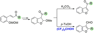 Graphical abstract: Selective synthesis of 3-formylbenzofuran and 3-acylbenzofuran using a chalcone rearrangement strategy