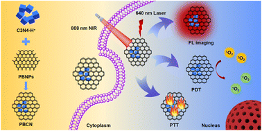 Graphical abstract: The multifunctional Prussian blue/graphitic carbon nitride nanocomposites for fluorescence imaging-guided photothermal and photodynamic combination therapy