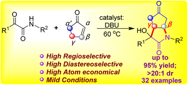 Graphical abstract: Highly regioselective synthesis of lactams via cascade reaction of α,β-unsaturated ketones, ketoamides, and DBU as a catalyst