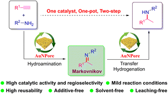 Graphical abstract: Unsupported nanoporous gold catalyst for highly selective hydroamination of alkynes