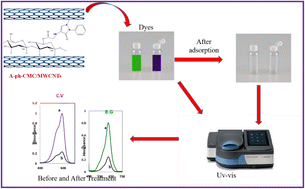 Graphical abstract: An investigation on the adsorption and removal performance of a carboxymethylcellulose-based 4-aminophenazone@MWCNT nanocomposite against crystal violet and brilliant green dyes