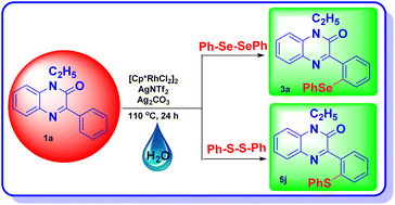 Graphical abstract: Rhodium-catalyzed selenylation and sulfenylation of quinoxalinones ‘on water’