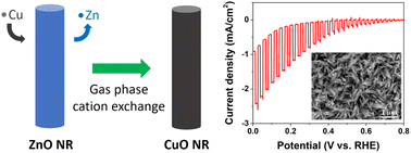 Graphical abstract: CuO nanorod arrays by gas-phase cation exchange for efficient photoelectrochemical water splitting