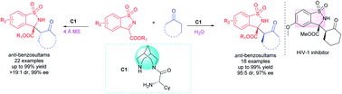 Graphical abstract: Water enables diastereodivergency in bispidine-based chiral amine-catalyzed asymmetric Mannich reaction of cyclic N-sulfonyl ketimines with ketones