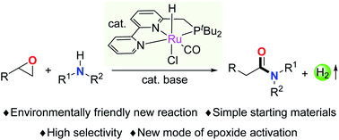 Graphical abstract: Facile synthesis of amides via acceptorless dehydrogenative coupling of aryl epoxides and amines