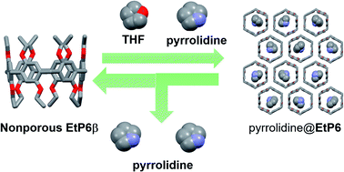 Graphical abstract: Separation of pyrrolidine from tetrahydrofuran by using pillar[6]arene-based nonporous adaptive crystals