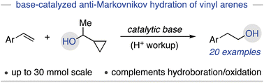 Graphical abstract: A base-catalyzed approach for the anti-Markovnikov hydration of styrene derivatives
