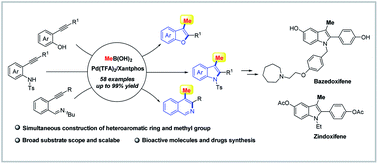 Graphical abstract: Palladium-catalyzed nucleomethylation of alkynes for synthesis of methylated heteroaromatic compounds