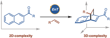 Graphical abstract: Synthesis of complex bicyclic scaffolds by intermolecular photosensitized dearomative cycloadditions of activated alkenes and naphthalenes