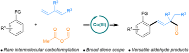 Graphical abstract: Three-component carboformylation: α-quaternary aldehyde synthesis via Co(iii)-catalysed sequential C–H bond addition to dienes and acetic formic anhydride