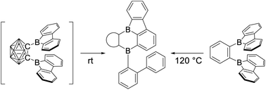 Graphical abstract: Backbone-controlled LUMO energy induces intramolecular C–H activation in ortho-bis-9-borafluorene-substituted phenyl and o-carboranyl compounds leading to novel 9,10-diboraanthracene derivatives