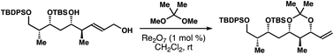 Graphical abstract: Stereoselective syntheses of 2-methyl-1,3-diol acetals via Re-catalyzed [1,3]-allylic alcohol transposition