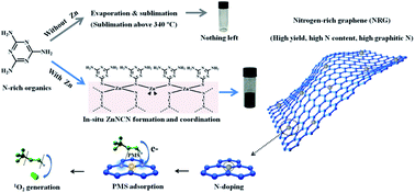 Graphical abstract: In situ zinc cyanamide coordination induced highly N-rich graphene for efficient peroxymonosulfate activation