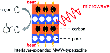 Graphical abstract: Interlayer-expanded MWW-type zeolite catalysts with carbon filler in expanded micropores for efficient microwave heating