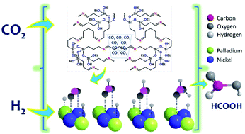 Graphical abstract: Tuning the hybridization and charge polarization in metal nanoparticles dispersed over Schiff base functionalized SBA-15 enhances CO2 capture and conversion to formic acid