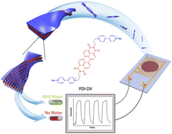 Graphical abstract: Helical perylene diimide self-assembly with a redox-active molecular switch applied to humidity sensing