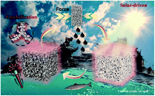 Graphical abstract: Liquid-like nanofluid mediated modification of solar-assisted sponges for highly efficient cleanup and recycling of viscous crude oil spills