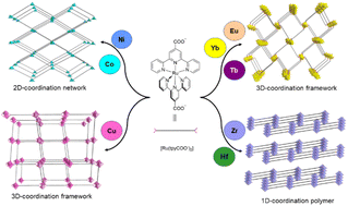 Graphical abstract: A photofunctional platform of bis-terpyridine ruthenium complex-linked coordination polymers with structural diversity