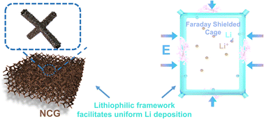 Graphical abstract: An ultralight lithiophilic framework with Faraday-shielded cages for stable lithium metal anodes