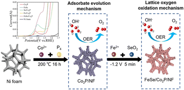 Graphical abstract: Heterostructure iron selenide/cobalt phosphide films grown on nickel foam for oxygen evolution