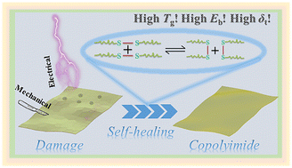 Graphical abstract: High strength, stable and self-healing copolyimide for defects induced by mechanical and electrical damages