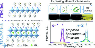 Graphical abstract: Ethanol-assisted synthesis of two-dimensional tin(ii) halide perovskite single crystals for amplified spontaneous emission