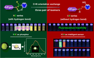 Graphical abstract: Imine bond orientation manipulates AIEgen derived Schiff base isomers through the intramolecular hydrogen bond effect for different fluorescence properties and applications