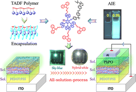 Graphical abstract: Combining molecular encapsulation and an AIE strategy to construct an efficient blue TADF polymer for solution-processed multilayer white OLEDs