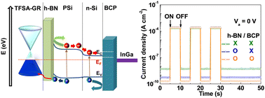 Graphical abstract: Bifunctional enhancement of photodetection and photovoltaic parameters in graphene/porous-Si heterostructures by employing interfacial hexagonal boron nitride and bathocuproine back-surface passivation layers