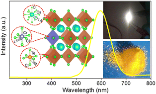 Graphical abstract: Highly efficient and stable Cs2TeCl6:Cr3+ perovskite microcrystals for white light emitting diodes