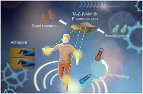 Graphical abstract: A self-healing and antibacterial electronic skin based on a natural small molecule